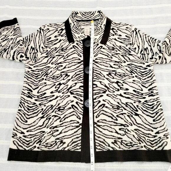 Covington Womens Wool Blend Zebra Animal Print Cardigan Sweater Size Large New - Picture 4 of 13